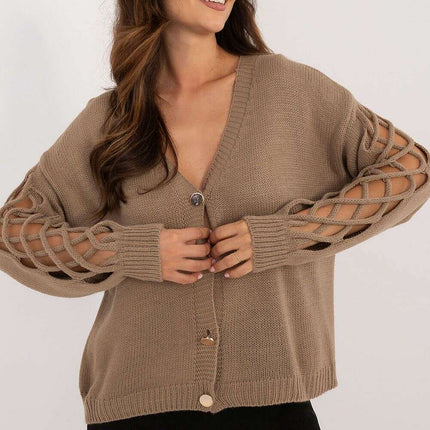 Beige Cardigan Model 200494 Women Casual Knitwear Everyday