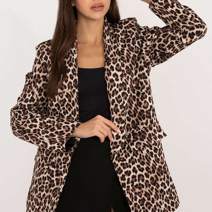 Elegant Women's Jacket 200508 Animal Motif Shoulder Pads