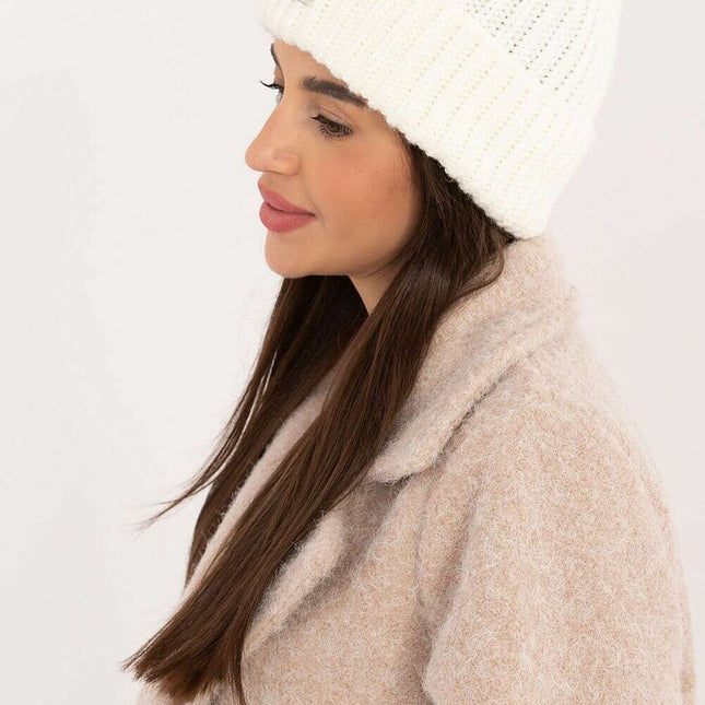Beige Acrylic Cap With Patch Adjustable Fold Hat For Women