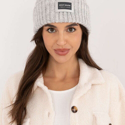 Beige Acrylic Cap With Patch Adjustable Fold Hat For Women
