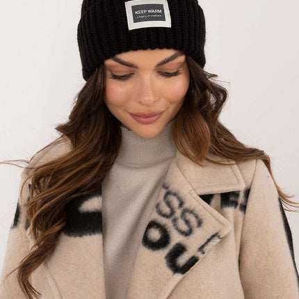 Beige Acrylic Cap With Patch Adjustable Fold Hat For Women