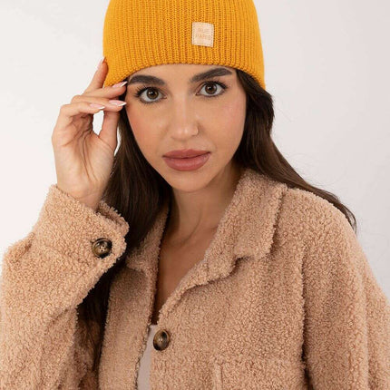 Pink Acrylic Beanie Hat With Discreet Front Patch Detail