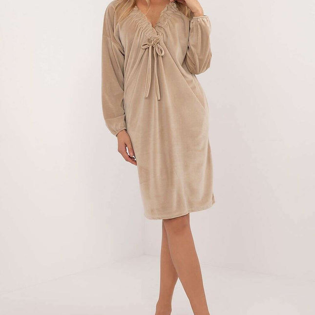 Beige Velour Daydress 201581 With Comfortable Everyday Fit
