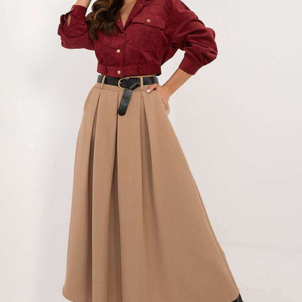 Black Flared Maxi Skirt 201607 Polyester Elastane Blend