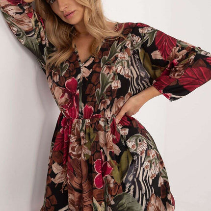 Daydress 201297 Flared Mini Dress With Animal Motif