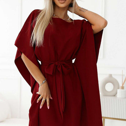 Olive Green Butterfly Dress with Belt by Numoco