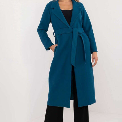 Sophisticated Polyester Overcoat with Stylish Tie Belt for Effortless Elegance