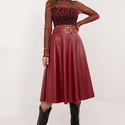 Red Faux Leather Skirt 202396 Timeless Flared Silhouette