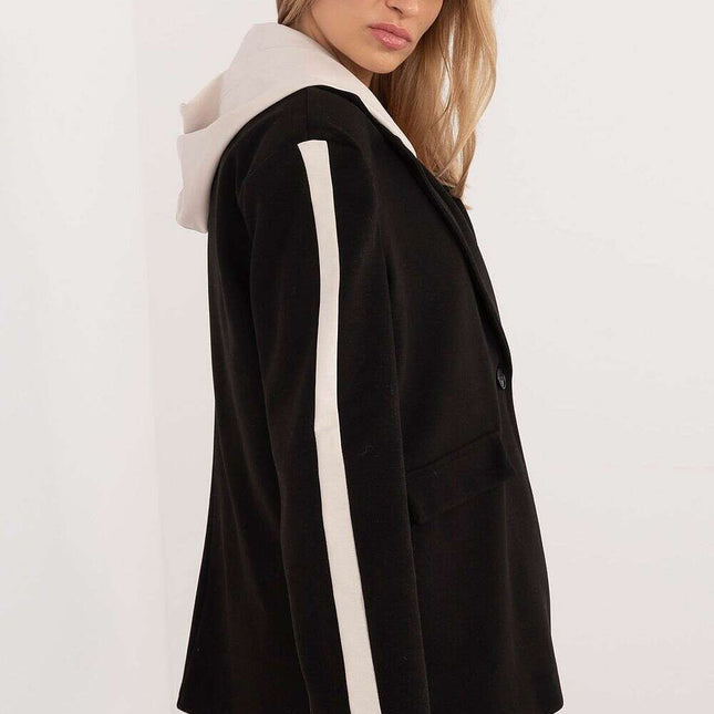 Black Sports Jacket With Detachable Hood All Seasons