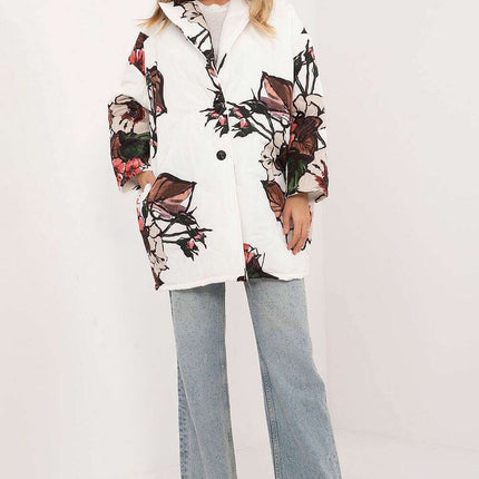 Green Floral Print Womens Transitional Jacket 201576