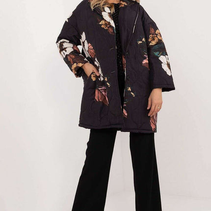 Green Floral Print Womens Transitional Jacket 201576