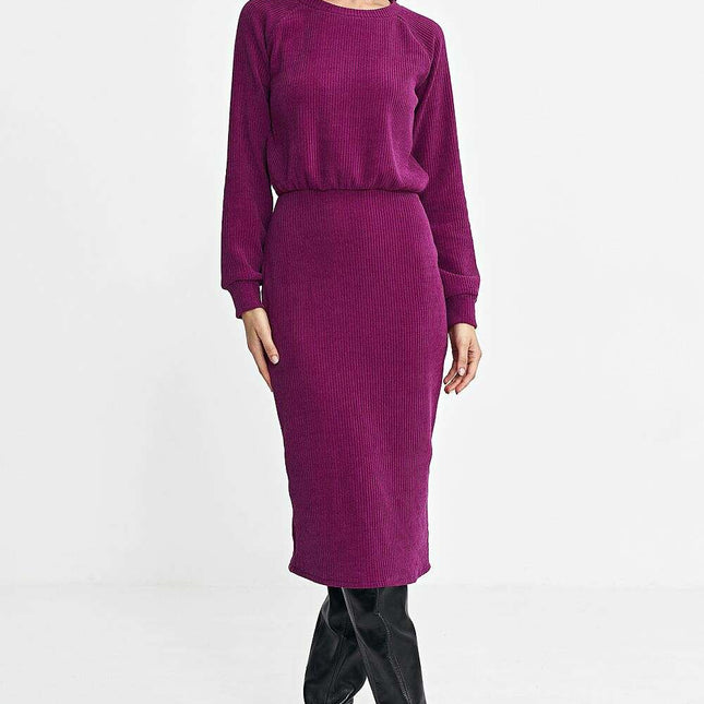 Violet Daydress 202469 Ribbed Knit With Ruffle Sleeves