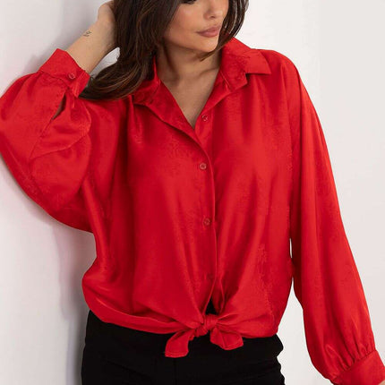 Red Long Sleeve Shirt Model 202531 With Embroidered Flower
