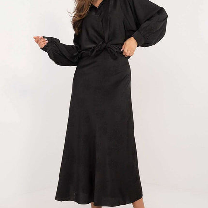 Red Satin Look Skirt 202539 Womens Fashion Italy Moda Chic