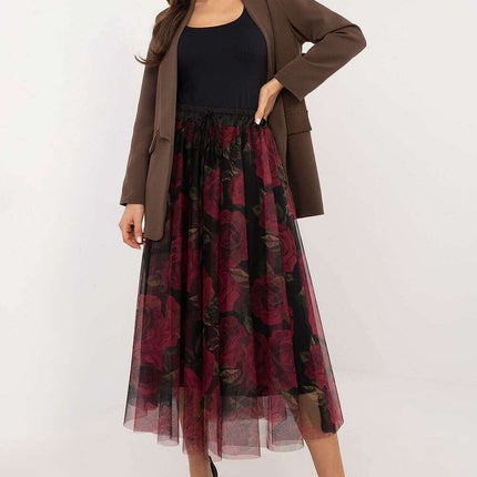 Black Tulle Midi Skirt 202883 With Viscose Lining Elegance
