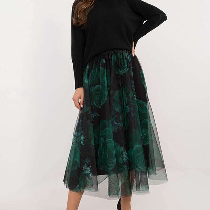 Black Tulle Midi Skirt 202883 With Viscose Lining Elegance