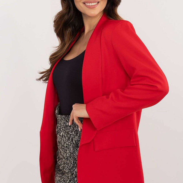 Women's Red Blazer 202901 Elegant Cut With Shoulder Pads