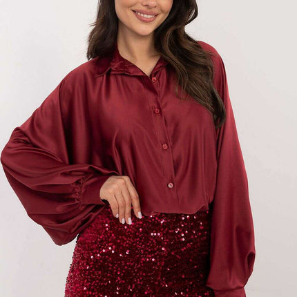 Elegant Italian Long Sleeve Button Up With Flowing Sleeves