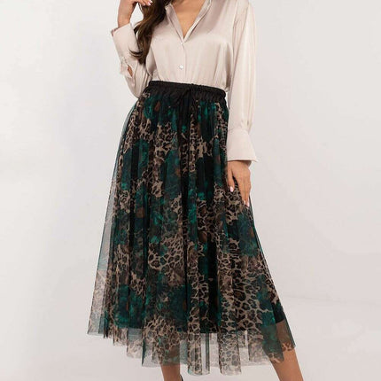 Black Tulle Midi Skirt 202883 With Viscose Lining Elegance