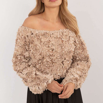 Beige Short Length Blouse 202919 Elegant Party Wear