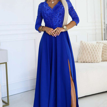 Chic Black Lace Evening Gown by Numoco