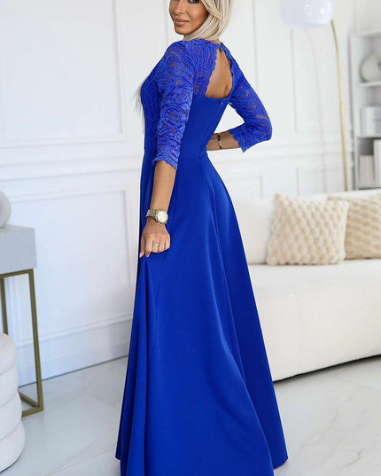 Chic Black Lace Evening Gown by Numoco