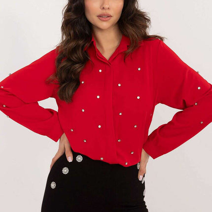 Elegant Womens Long Sleeve Shirt With Zircons 203325