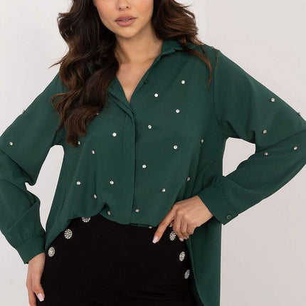 Elegant Womens Long Sleeve Shirt With Zircons 203325