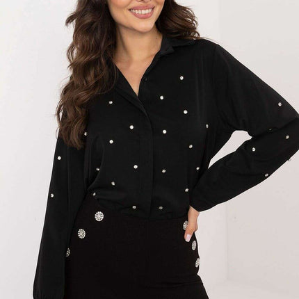 Elegant Womens Long Sleeve Shirt With Zircons 203325