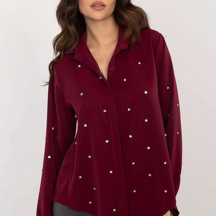 Elegant Womens Long Sleeve Shirt With Zircons 203325