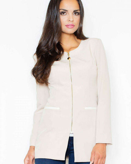 Chic Fitted Knit Jacket with Stylish Zipper Accents