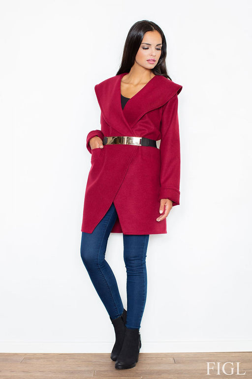 Chic Knitwear Coat with Stylish Golden Buckle - Fashionable Outerwear Choice