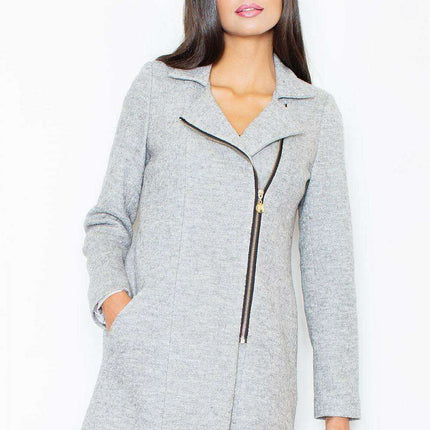Edgy Gold Zipper Short Coat with Unique Side Detail