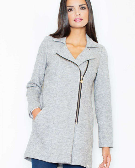 Edgy Gold Zipper Short Coat with Unique Side Detail