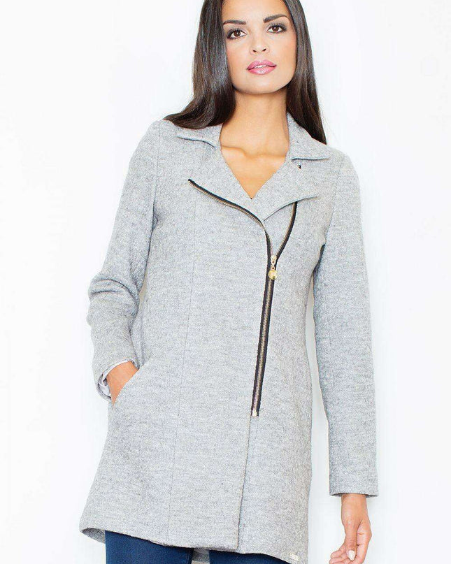 Edgy Gold Zipper Short Coat with Unique Side Detail
