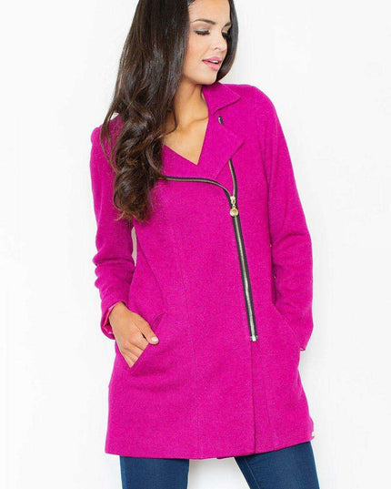 Edgy Gold-Zippered Chic Short Coat - Stylish All-Season Essential