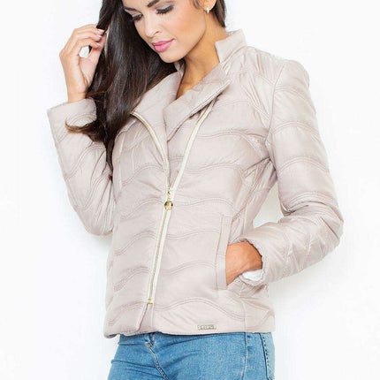 Chic Quilted Ramoneska Jacket with Unique Diagonal Zipper - Where Style Meets Practicality for All Seasons