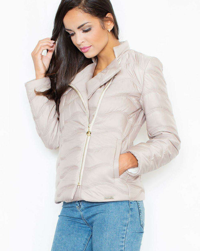 Chic Quilted Ramoneska Jacket with Unique Diagonal Zipper - Where Style Meets Practicality for All Seasons