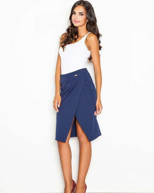 Sleek Cotton Midi Skirt with Flattering Side Slit - A Perfect Union of Fashion and Comfort