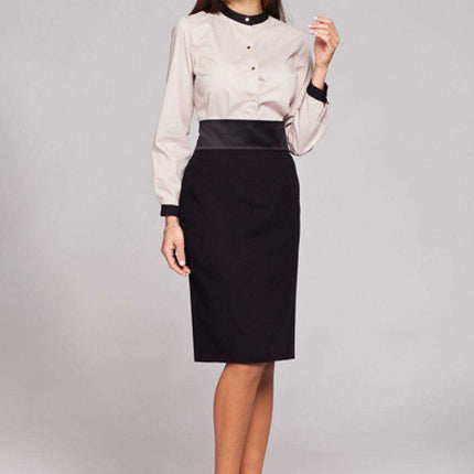 Elegant Charcoal Gray Satin Pencil Skirt with Contemporary Back Zipper Closure