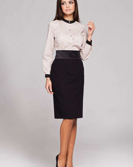 Elegant Charcoal Gray Satin Pencil Skirt with Contemporary Back Zipper Closure