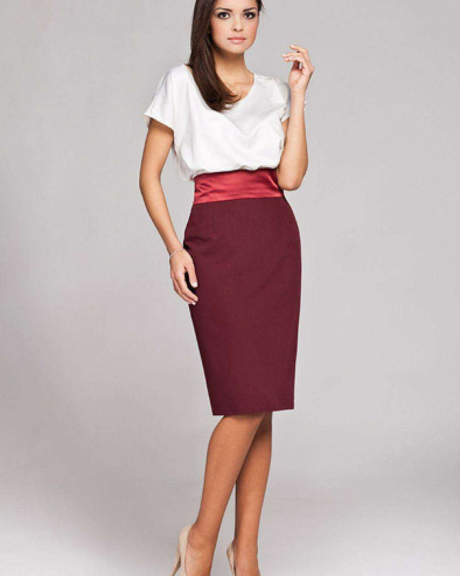 Satin-Belted Pencil Skirt with Back Zipper - A Stylish Essential for Every Wardrobe