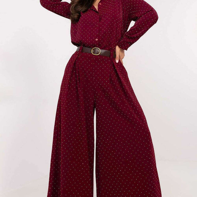 Women Palazzo Pants 203852 Red Polyester Viscose Trousers