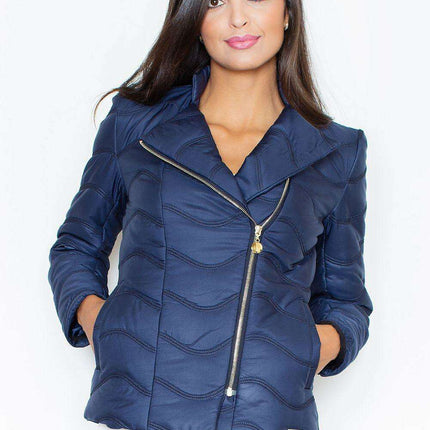 Contemporary Quilted Jacket with Stylish Diagonal Zipper