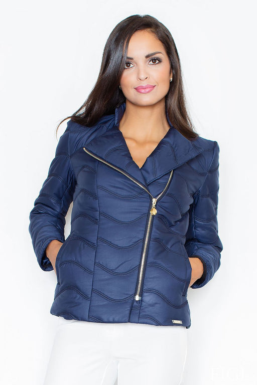 Light and Warm Quilted Jacket with Diagonal Zipper