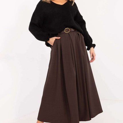 Black Flared Maxi Skirt 201607 Polyester Elastane Blend