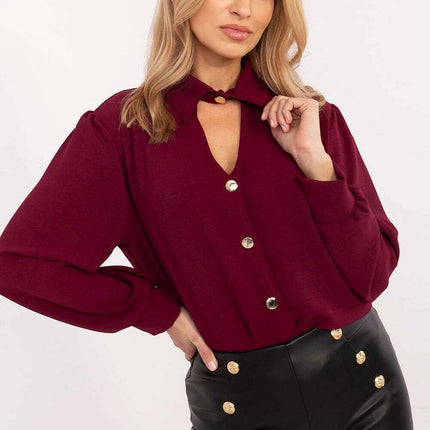 Beige Elegant Long Sleeve Shirt Model 203932 For Women