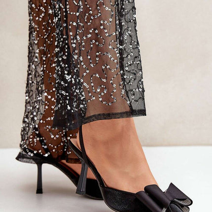 Bow Accent Women’s High Heels – Elegant Textile Stiletto