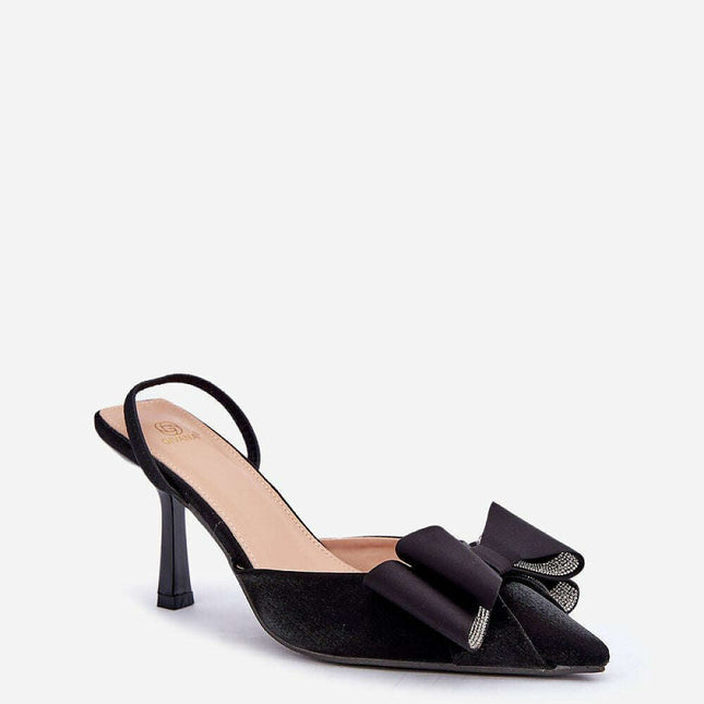 Bow Accent Women’s High Heels – Elegant Textile Stiletto