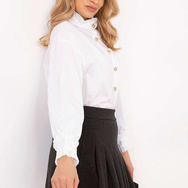 Long Sleeve Shirt Women Cotton Elastane Comfort Fit White